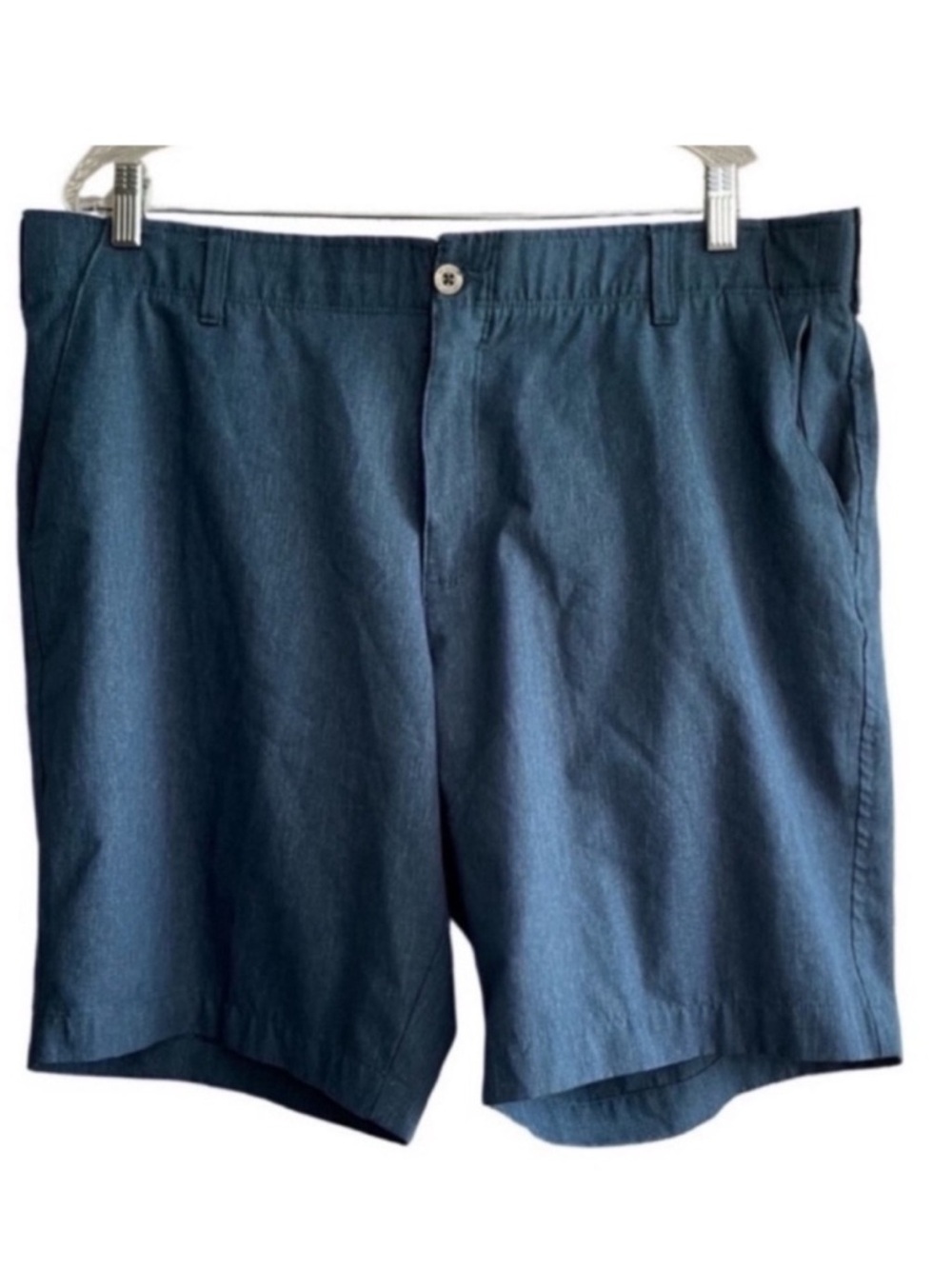 Swiss Tech Activewear Performance Shorts Flat Front Heather Navy Blue Waist 40